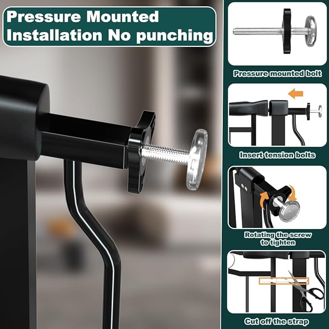 Extra Wide Baby Gate 67.3-81.1 Inch, Pressure Mounted Dog Gate Indoor, Walk - Image 4