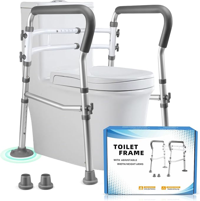 Toilet Safety Rails for Seniors, Adjustable Toilet Safety Frame Handles Fits by GiftsforSeniorsandElderlyToiletSafetyRails