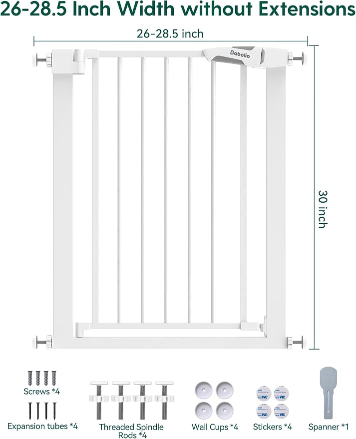 BABELIO 26-28.5 Inch Narrow Easy Install Baby Gate, 30 Inch Tall Auto-Close - Image 4
