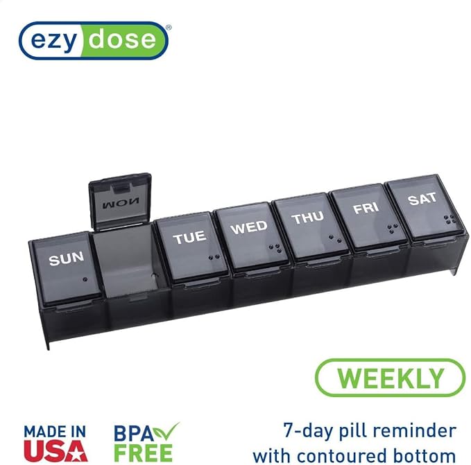 EZY DOSE Weekly Daily Pill Case, Medicine Planner, Vitamin Organizer, - Image 3