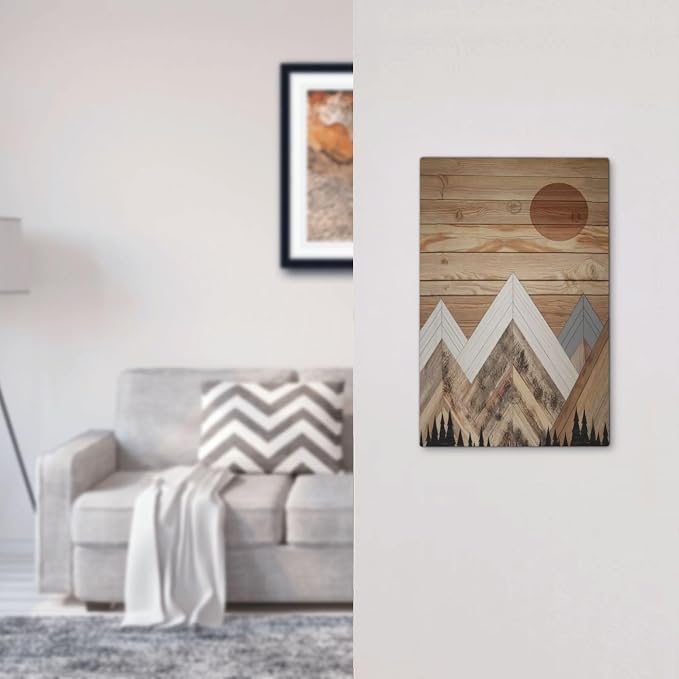 Wooden Planks Mosaic Snow Mountain Sun Light Switch Cover Plate 1 Gang No - Image 7