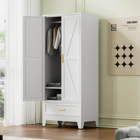 COFaR 71 Farmhouse Metal Wardrobe Closet by COFAR