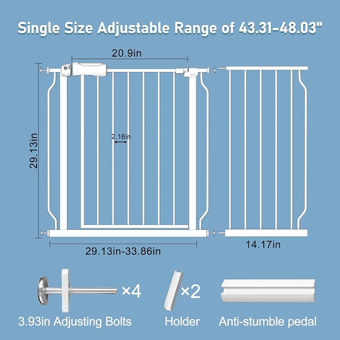 ALLAIBB Extra Wide Pressure Mount Baby Gate Auto Close White Metal Child Dog - Image 6