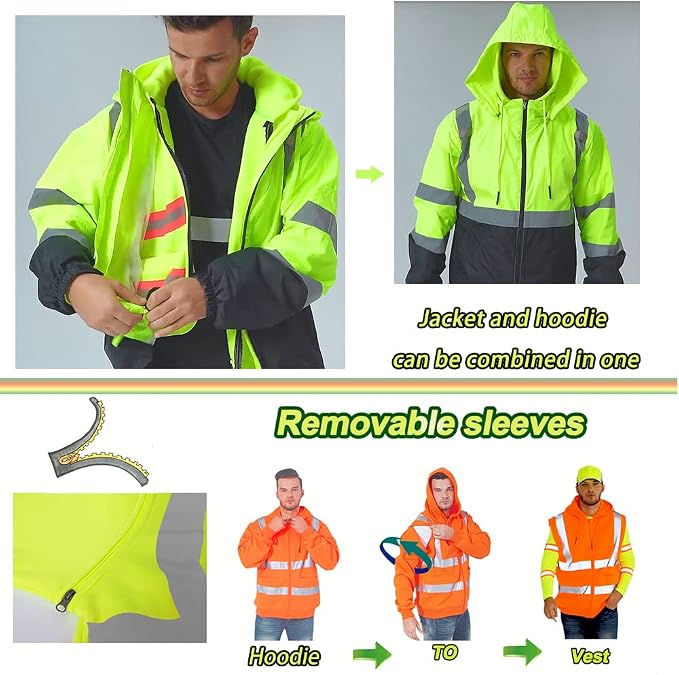 YOWESHOP High Visibility Reflective Safety Jacket Reflective Jacket - Image 2