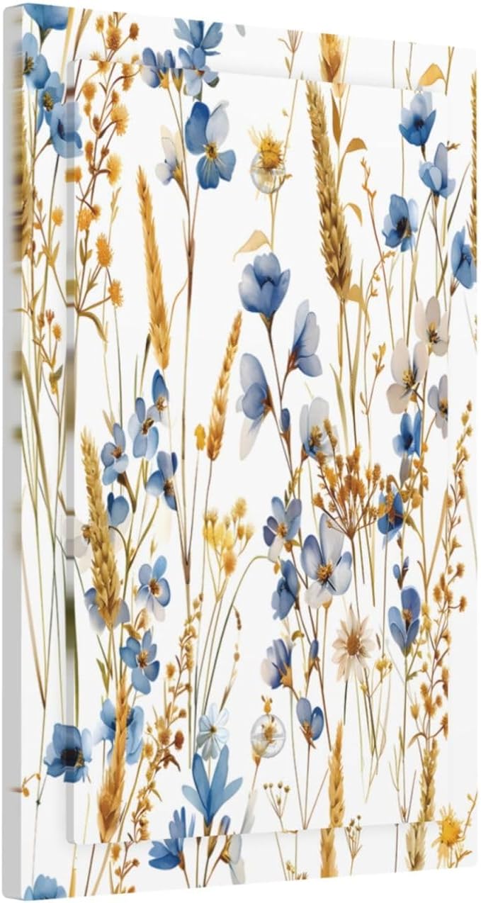Vintage Wildflower Blue Gold Country Fall Wheat Floral Light Switch Cover Plate - Image 2