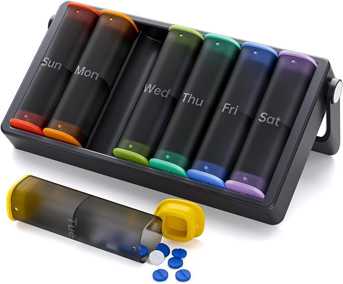 Weekly Pill Organizer 2 Times a Day, KOVIUU Large Travel Pill Box 7 Day by KOVIUU