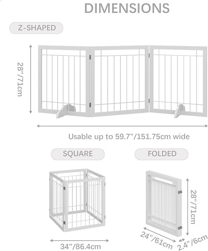 JSB 72-inch Extra Wide 28-inch Tall Dog gate, Freestanding Pet Gate - Image 5