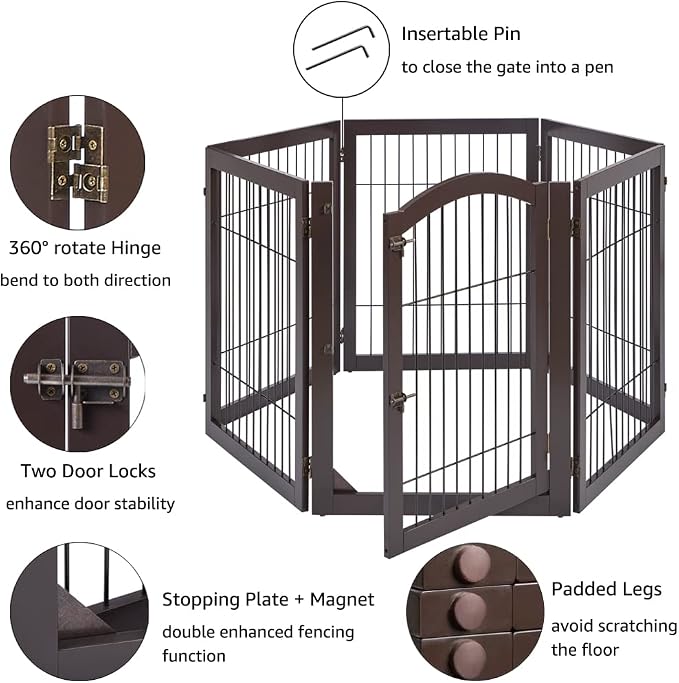 unipaws 144" Extra Wide Dog Gate and Pet Playpen, Free Standing Tall Dog Fence - Image 4
