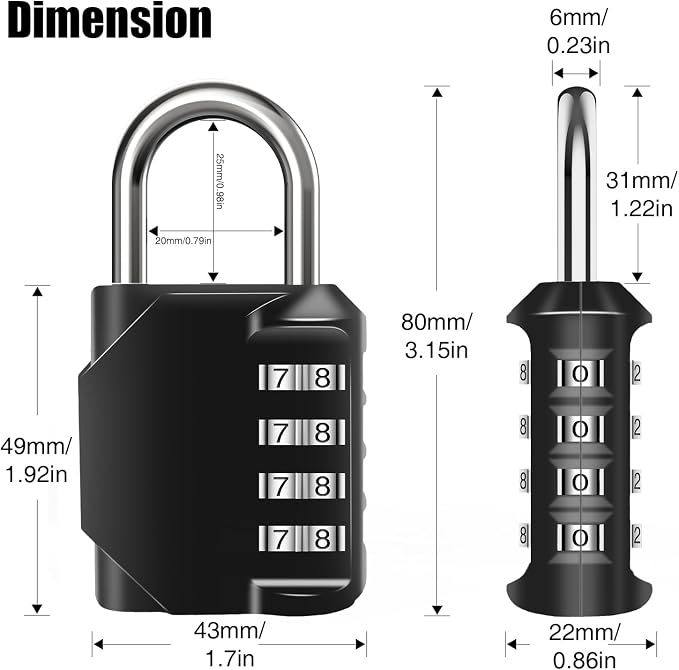 2PCS Combination Lock Waterproof 4 Digit Padlocks - Image 7