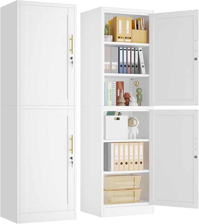 67" Metal Storage Cabinet with Lock, Tall Narrow Office File Cabinets with 2 by pozdeg