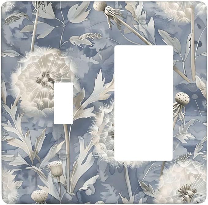 Blue Dandelion Vintage Floral Boho Flower Outlet Covers 1 Toggle 1 Rocker by Unknown