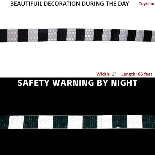Black White Reflective Tape Outdoor Waterproof 1 inch X 66 feet, High - Image 3
