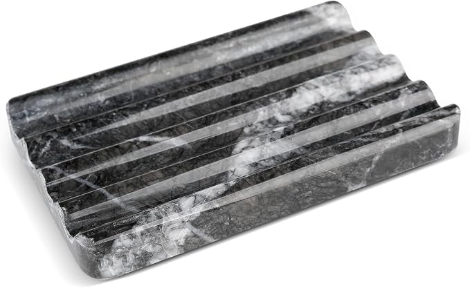 Marble Soap Dish, Bar Soap Holder Shower, Easy Cleaning Natural Stone Sponge by Karibiber