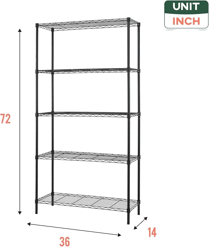 FDW 14" D×36" W×72" H Wire Shelving Unit Commercial Metal Shelf - Image 3