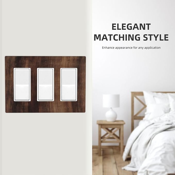 Decorative Outlet Covers Rustic Farmhouse Brown Wood Barn Door 3 Gang Gfci Wall - Image 7