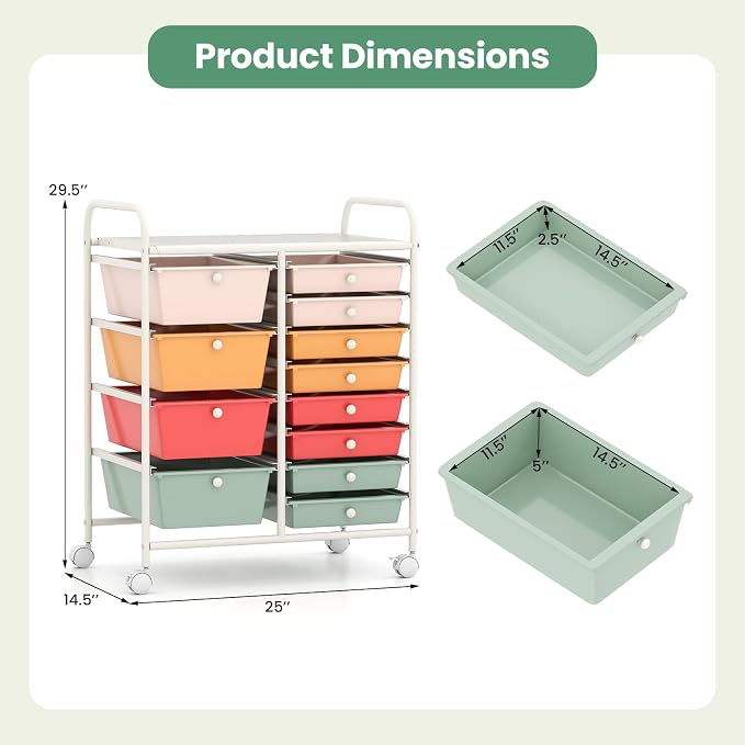 Giantex 12 Drawer Rolling Cart - Image 3