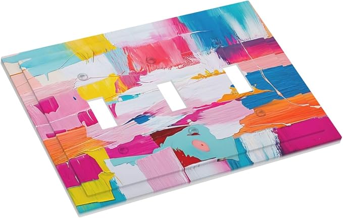 Decorative Switch Plates Multicoloured Modern Watercolor Oil Painting 3 Gang - Image 3