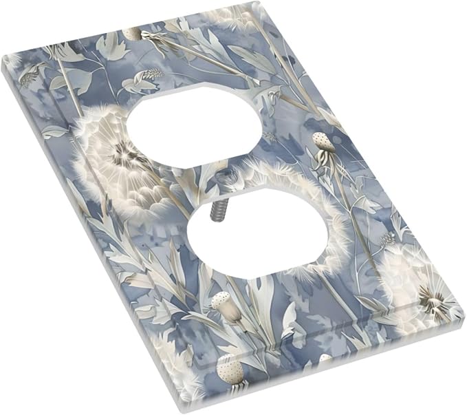 Blue Dandelion Vintage Floral Boho Flower Outlet Covers 1 Gang Duplex Light - Image 3