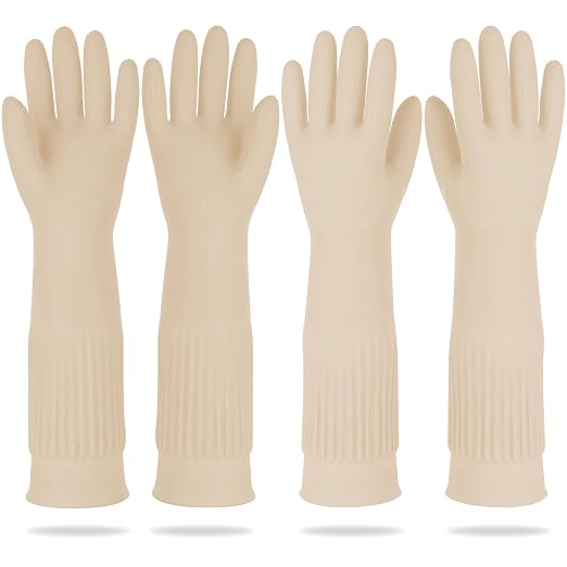 Mamison 2 Pairs Reusable Waterproof Household Dishwashing Cleaning Rubber Gloves by QualityKitchenandHome