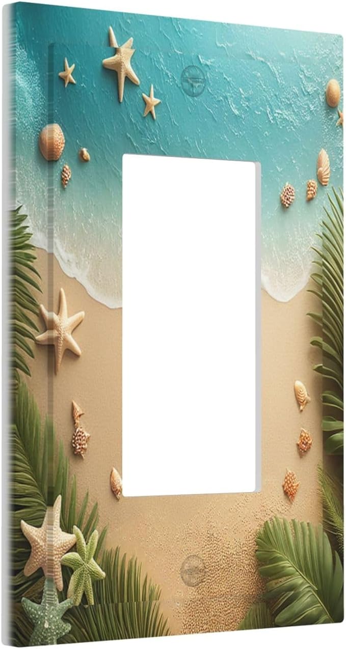 Decorative Outlet Covers Summer Beach Themed Starfish Seashells 1 Gang Single - Image 2