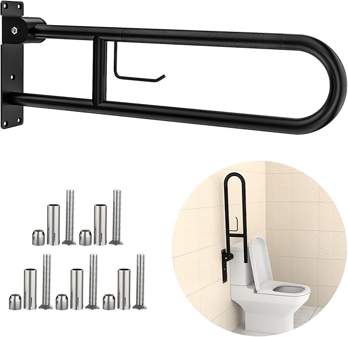Toilet Grab Bar 30.3 Inch, YuanDe Flip Up Grab Bar by YuanDe