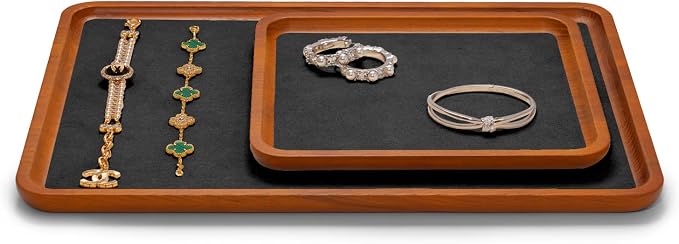 Oirlv Solid Wood Jewelry Tray Jewelry Display Holder Showcase Jewelry Display - Image 3