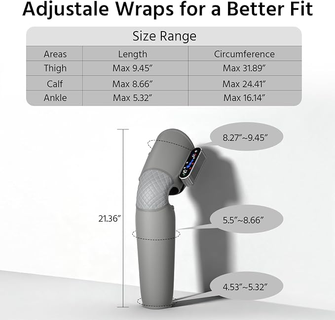 yoyomax Leg Massager with Heat, Adjustable Calf Thigh Knee Massager - Image 5
