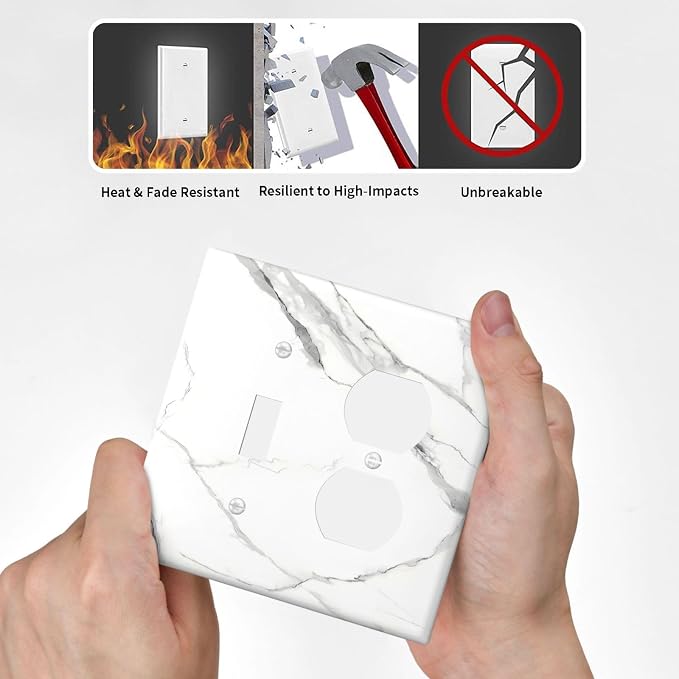 White Marble Abstract Luxurious Print Wallplates 1 Toggle 1 Duplex Switch Plate - Image 6