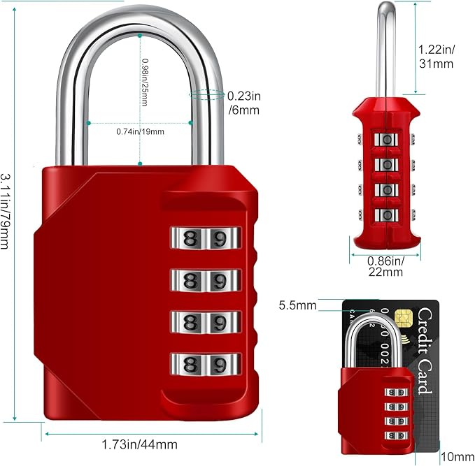ZHEGE Combination Padlock 2 Pack, 4 Digit Lock - Image 4