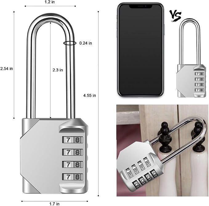 2 Pack disecu 2.6 Inch Long Shackle Combination Lock, 4 Digit Outdoor - Image 4