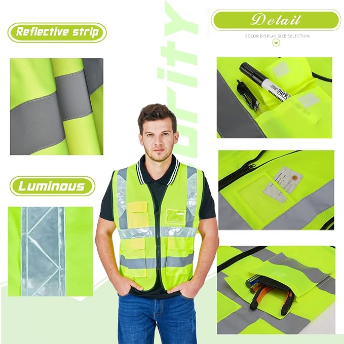 YOWESHOP High Visibility Safety Vest Custom Your Logo Protective Workwear 5 - Image 5