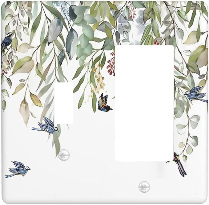 Green Leaf Eucalyptus Leaves Floral Bird Butterfly Outlet Covers 1 Toggle 1 by Unknown