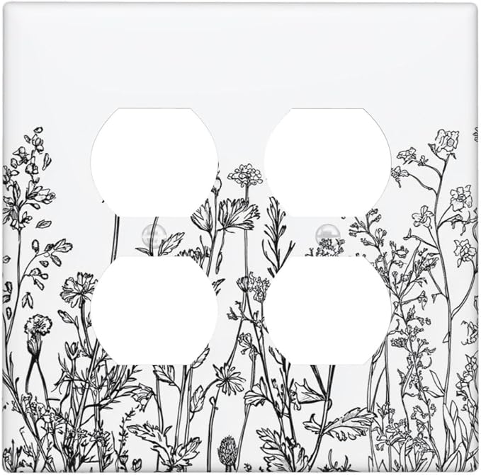 Outlet Covers Floral Wildflower Rustic Plant Leaves 2 Gang Double Duplex by Unknown