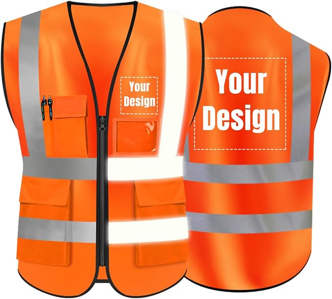YOWESHOP High Visibility Safety Vest Custom Your Logo Protective Workwear 5 by YOWESHOP
