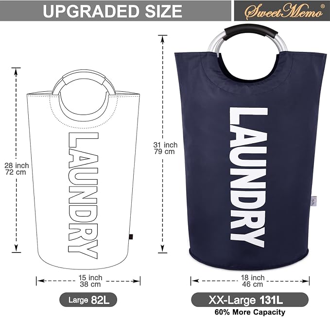 Large Laundry Basket Collapsible，Freestanding Clothes Hamper Bag - Image 3