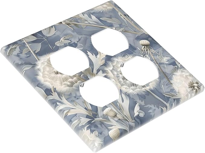 Blue Dandelion Vintage Floral Boho Flower Outlet Covers 2 Gang Double Duplex - Image 3
