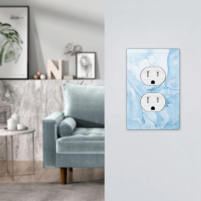 Navy Blue Sea Waves Spilled Ink Marble Simplicity Print Outlet Covers 1 Gang - Image 7