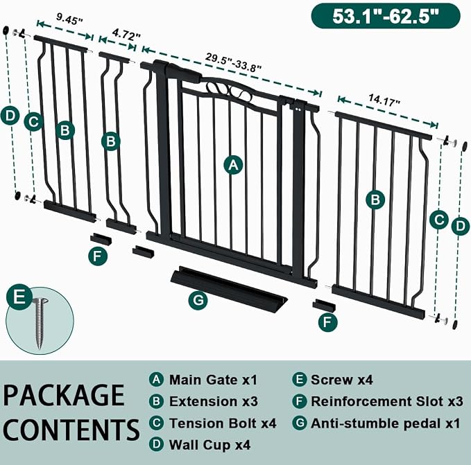 Fairy Baby 53.1"-62.5" Extra Wide Baby Gates - Image 2