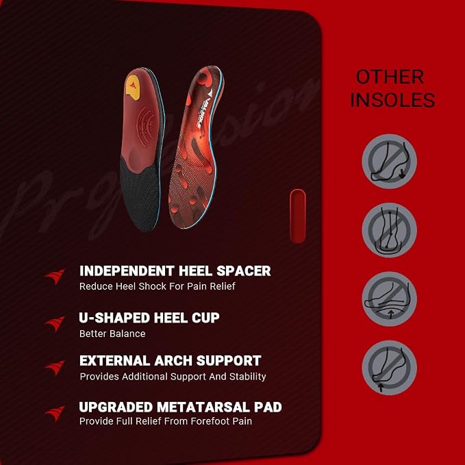 VALSOLE 250+ lbs Plantar Fasciitis High Arch Support Insole - Image 2
