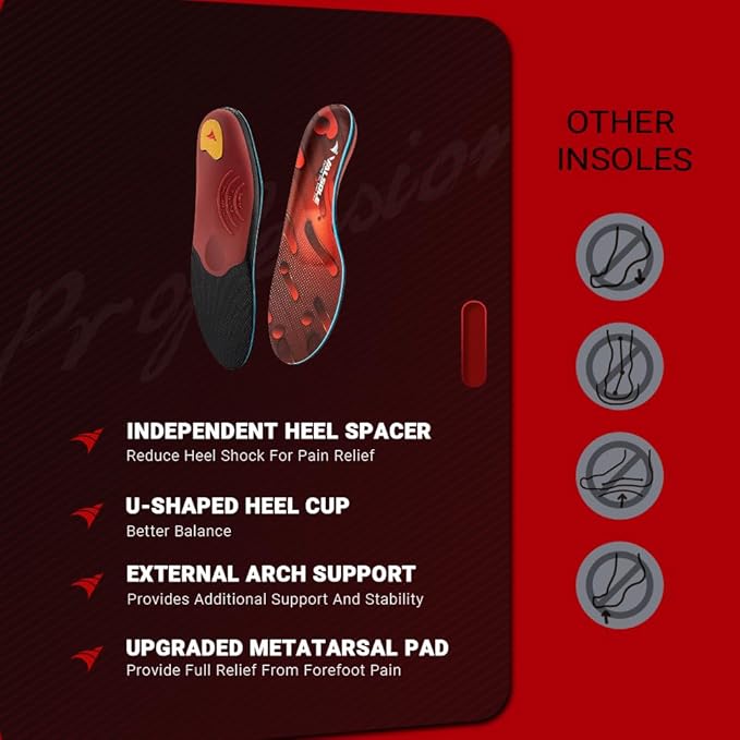 VALSOLE 250+ lbs Plantar Fasciitis High Arch Support Insole - Image 6