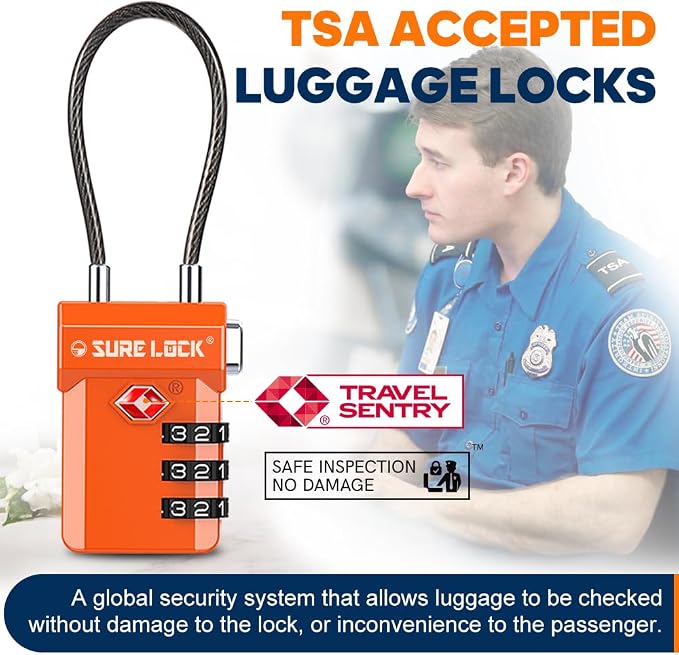 SURE LOCK TSA Approved 3-Digit Combination Luggage Locks – Open Alert Indicator - Image 2