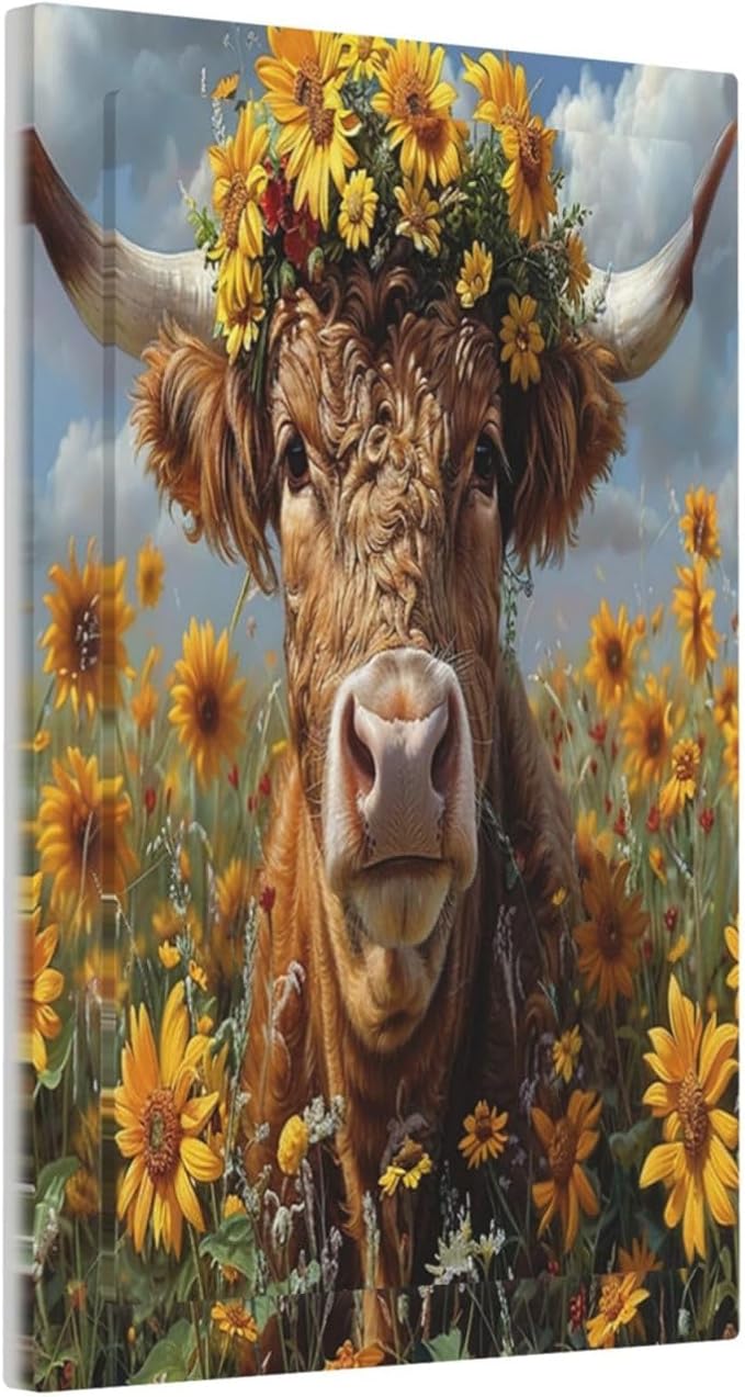 Light Switch Cover Plate Vintage Sunflower Highland Cow Rustic Art 1 Gang No - Image 2