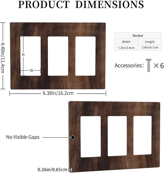 Decorative Outlet Covers Rustic Farmhouse Brown Wood Barn Door 3 Gang Gfci Wall - Image 5