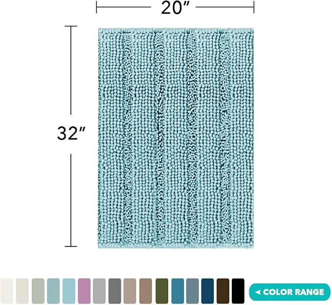 Turquoize Bathroom Rugs Shaggy Chenille Bath Rug Non Slip Thick Shaggy Bath Mats - Image 2