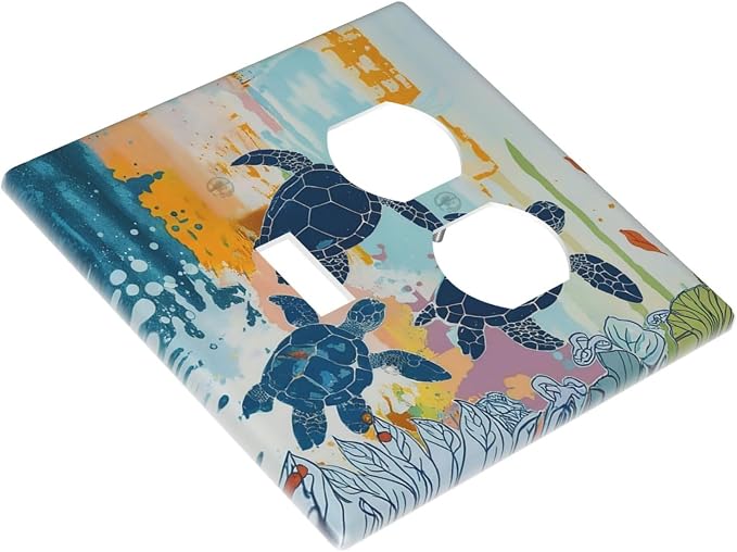 Wallplates Colorful Ocean Sea Turtle Marine Life 1 Toggle 1 Duplex Switch Plate - Image 3