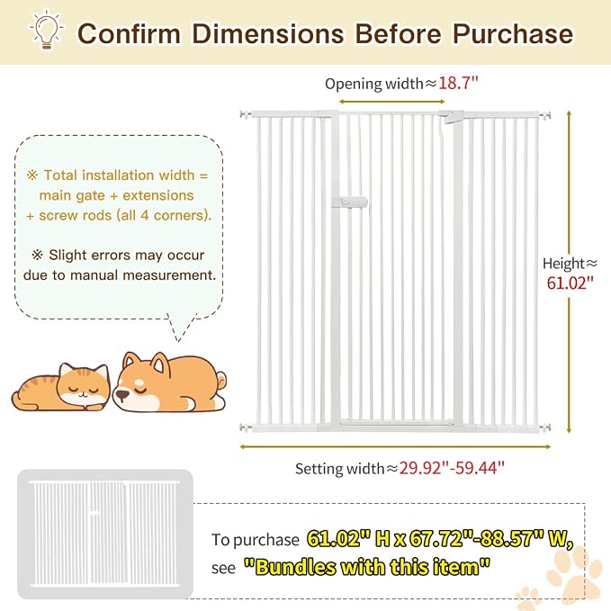 Lumizone Extra Tall Cat Gate 61.02" High Pressure Mounted Extra Wide 2025 New - Image 2