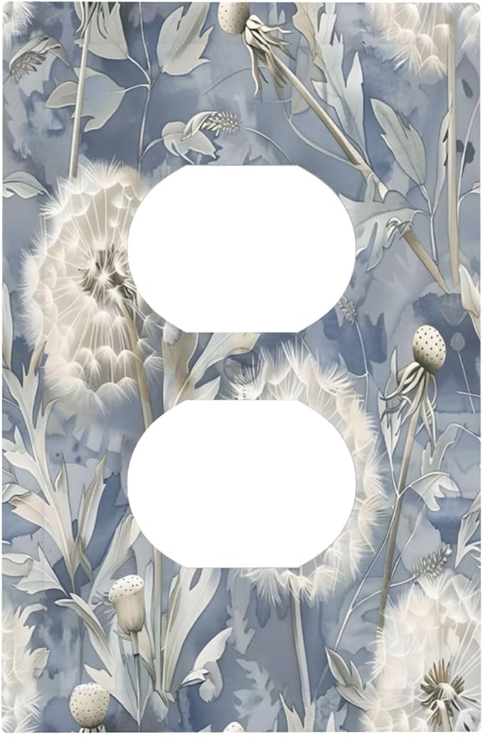 Blue Dandelion Vintage Floral Boho Flower Outlet Covers 1 Gang Duplex Light by Unknown