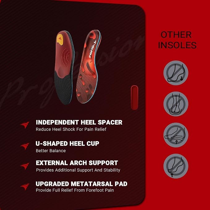 VALSOLE 250+ lbs Plantar Fasciitis High Arch Support Insole - Image 2