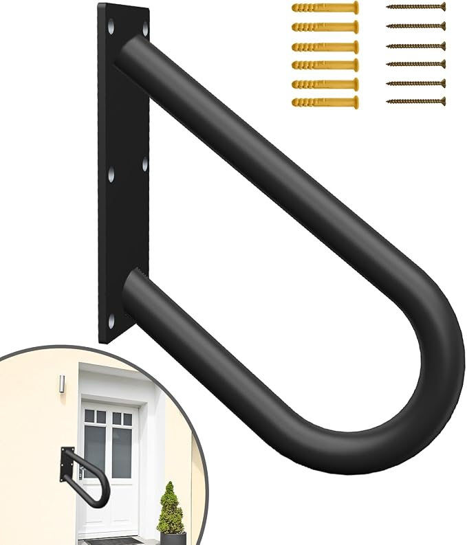 Handrails for Outdoor Step Black Safe Grab Bar Railing U Shaped Pipe Metal by WIPHANYSELECTED