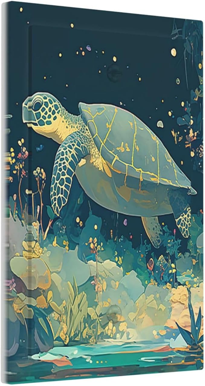 Light Switch Cover Plate Fantasy Sea World Sea Turtle Floral Plant 1 Gang No - Image 2